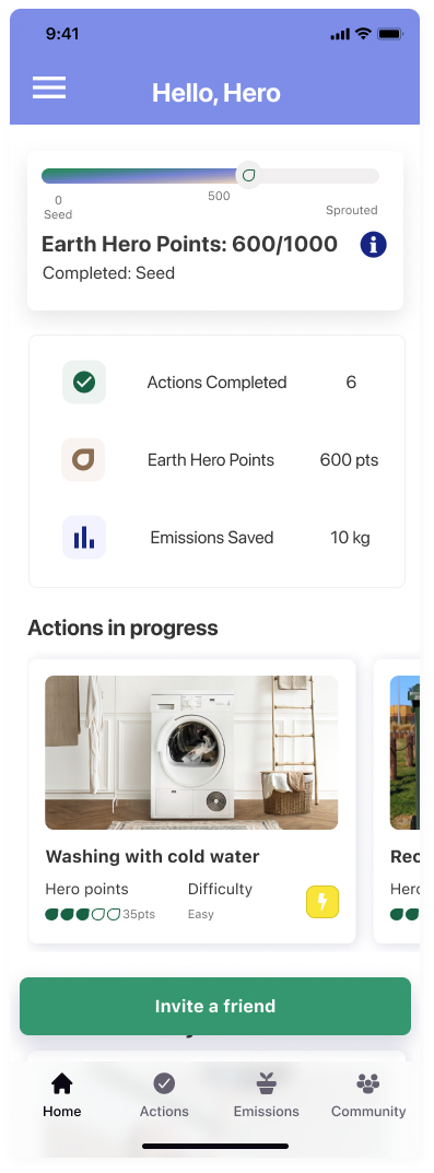 Earth Hero homepage before redesign
