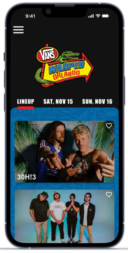 Warped Tour homepage after