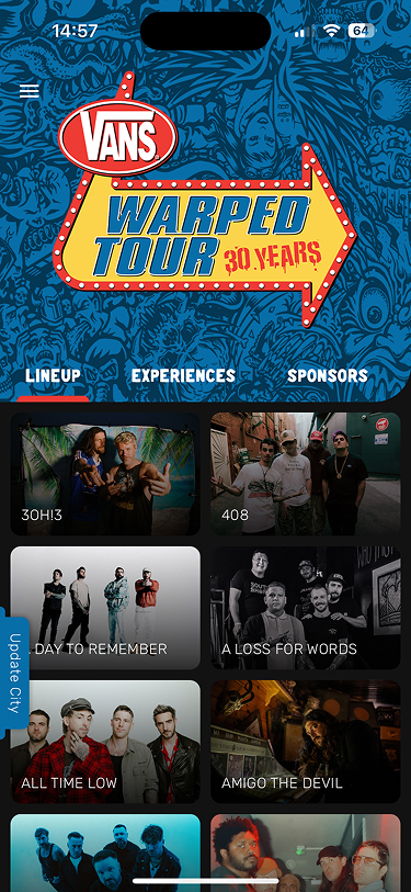 Warped Tour homepage before