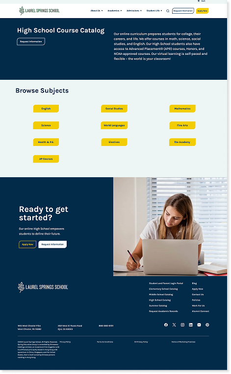 Before state — original high school course catalog experience