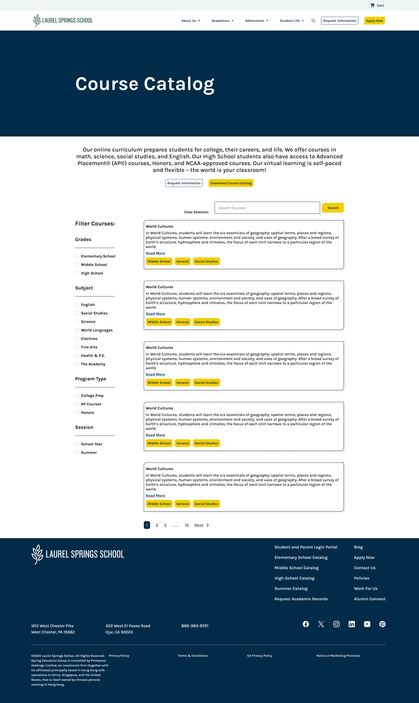 Full course catalog web experience