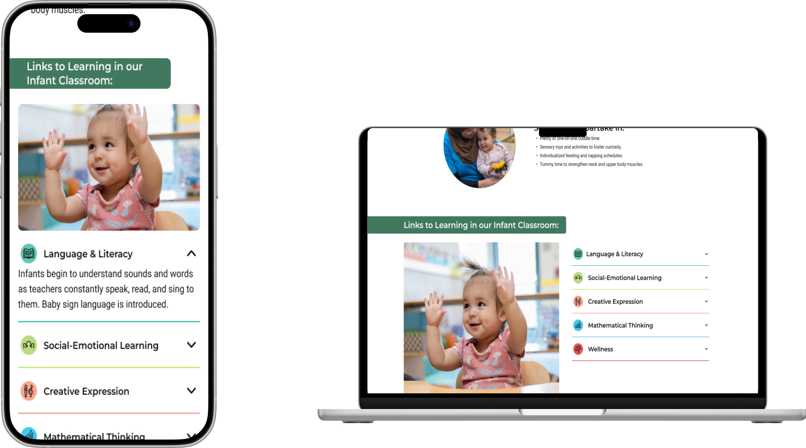 Chesterbrook Academy curriculum page redesign