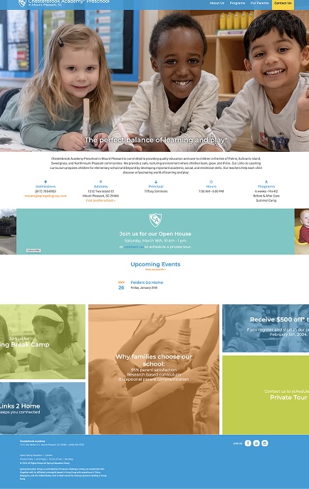 Preschool website before redesign